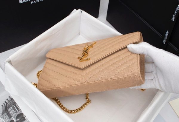 Beige Ysl Wallet On Chain