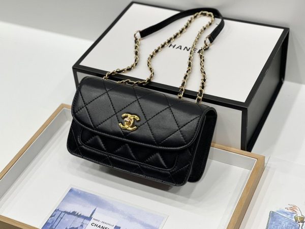 Chanel small Flap Bag Calfskin & Gold-Tone Metal black