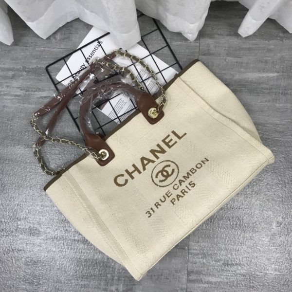 Chanel Deauville Small Straw Raffia Striped