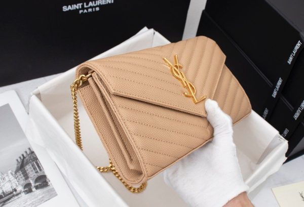 Beige Ysl Wallet On Chain