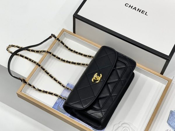 Chanel small Flap Bag Calfskin & Gold-Tone Metal black