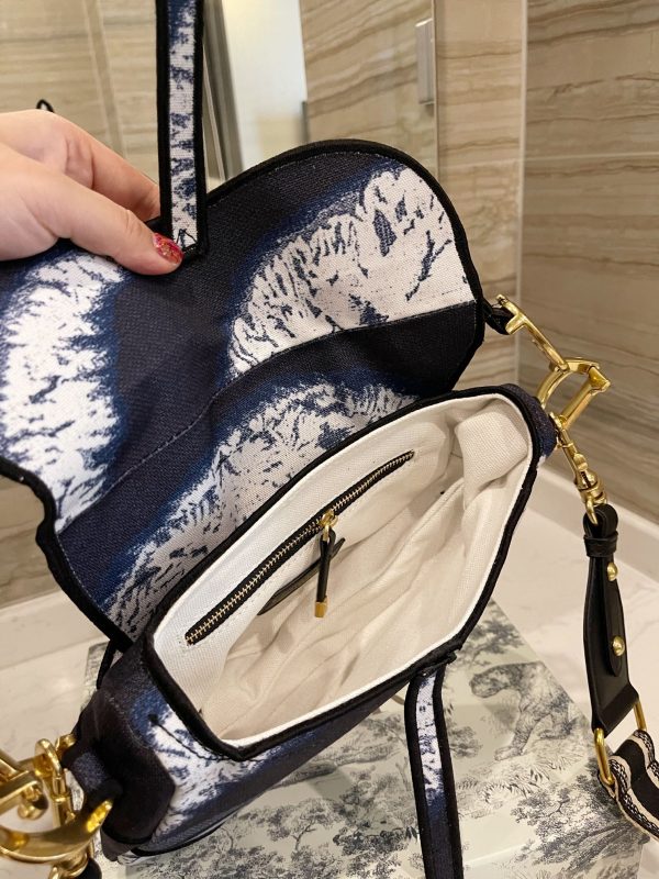 DIOR Saddle Bag Blue Toile De Jouy Embroidery Women