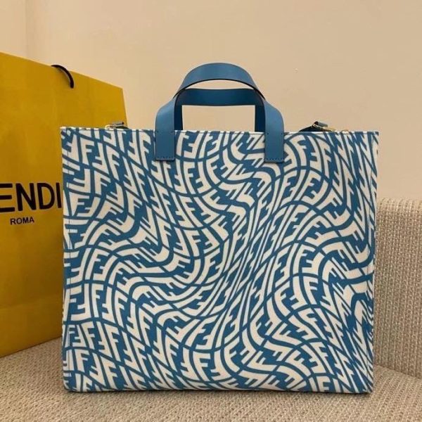 Fendi Tote Bag with FF Vertigo Print – Blue – Totes