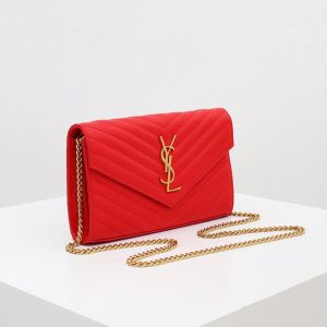 Ysl Chain Wallet Red