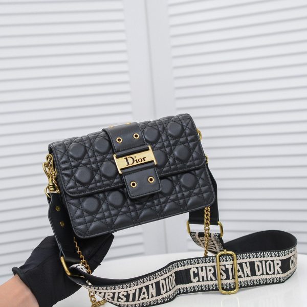 DIORADDICT FLAP BAG IN BLACK CANNAGE LAMBSKIN