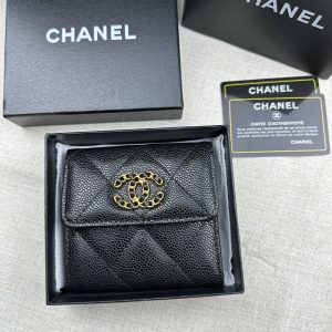 Chanel 19 Small Flap Wallet Black