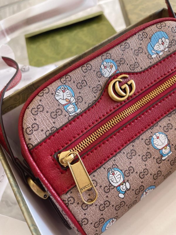 Gucci X DORAEMON Mini GG Supreme Camera Bag 647784 Brown