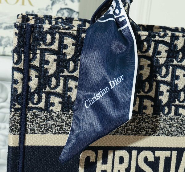 Medium Dior Book Tote Handbag – Embroidered with Blue Dior