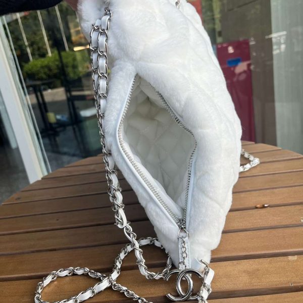 Chanel White Leather Hidden Chain Tote Bag