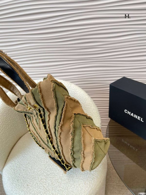 CHANEL  Canvas Chevron Cuba Patchwork Shopper Tote Khaki