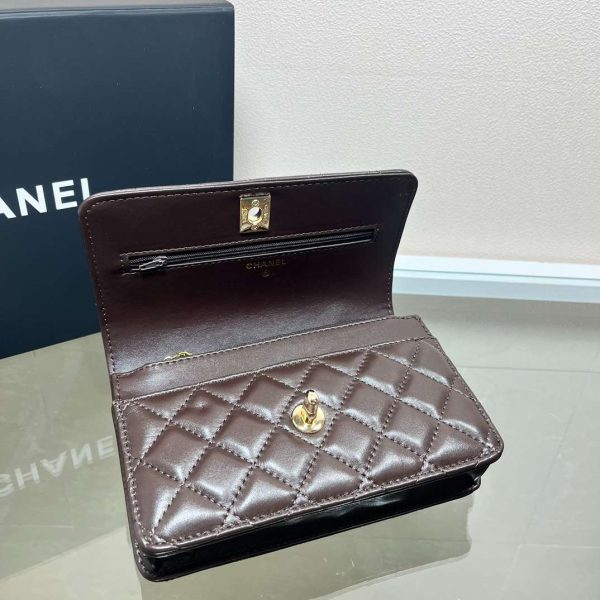 CHANEL  Lambskin Quilted Flap Shoulder Bag Brown