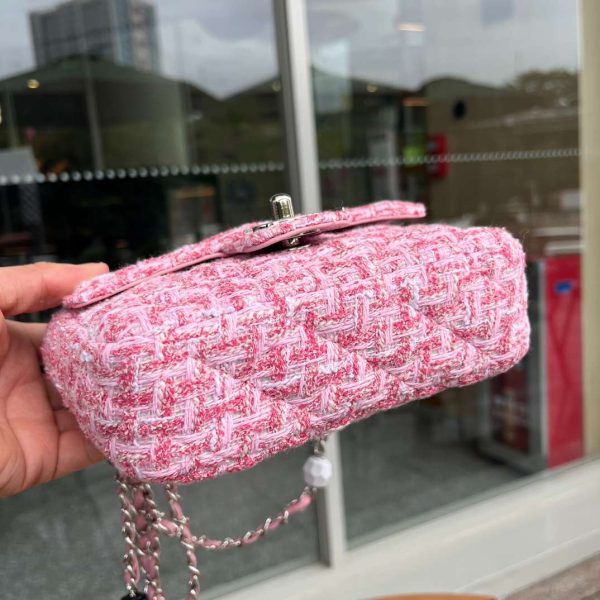 CHANEL TWEED PINK FLAP BAG