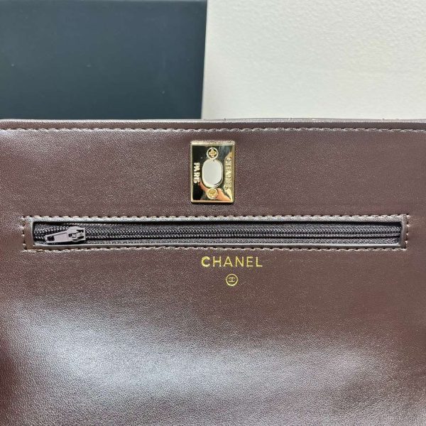 CHANEL  Lambskin Quilted Flap Shoulder Bag Brown