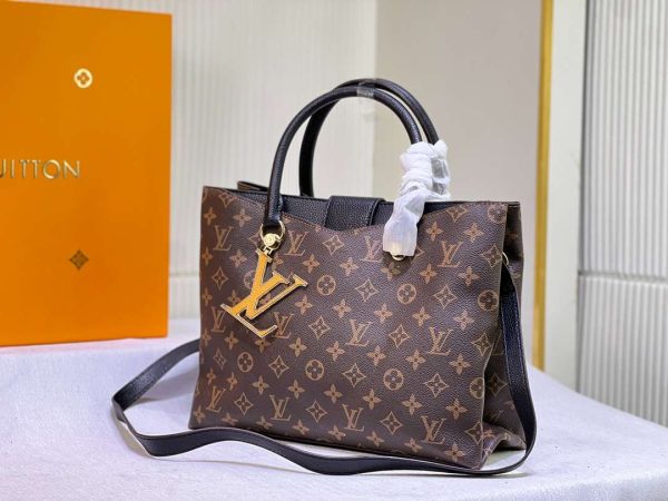 Louis Vuitton PALLAS Monogram Canvas Calf Leather Black