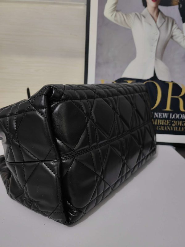 Medium Dior Toujours Bag Black Macrocannage Calfskin