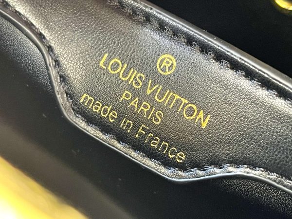Louis Vuitton Capucines BB Handbag Leather Mink Fur Olive Beige Shoulder Bag