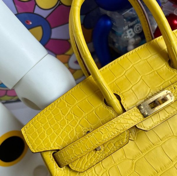 H BIRKIN ALLIGATOR MATTE M9 MARIGOLD YELLOW GOLD HARDWARE 25CM