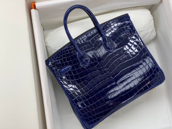 H BIRKIN 25 CROCODILE GOLD-TONED HARDWARE DARK BLUE 25CM