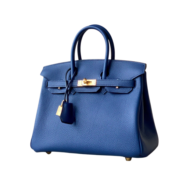 H BIRKIN 25 TOGO NAVY BLUE LEATHER GOLD HARDWARE 25CM