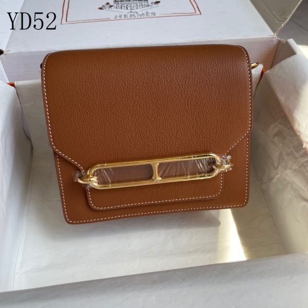 H SAC ROULIS BROWN LEATHER GOLD BUCKLE 19CM