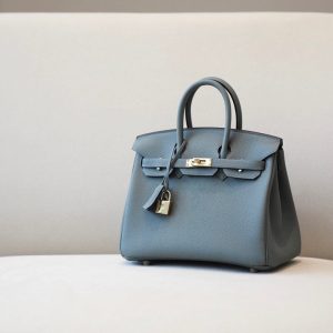 H BIRKIN 25 TOGO STONE BLUE  GOLD HARDWARE 25CM