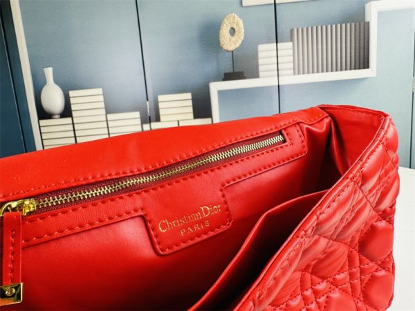 Dior Women Small Dior Caro Bag Supple Cannage Calfskin-Red
