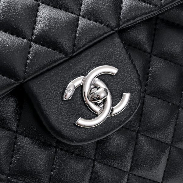 CHANEL Black Lambskin Leather Cambon Handbag