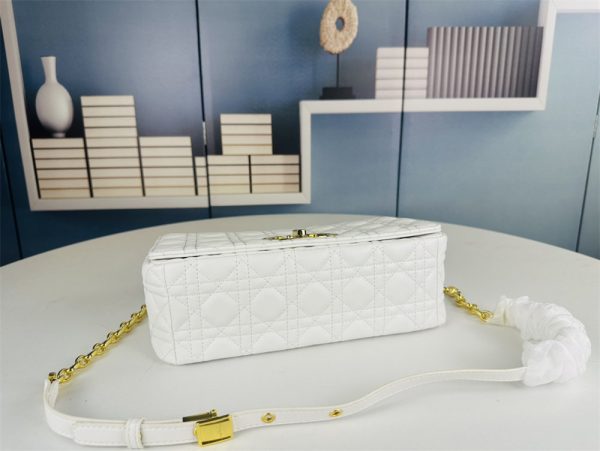 Dior Women Small Dior Caro Bag Supple Cannage Calfskin-white