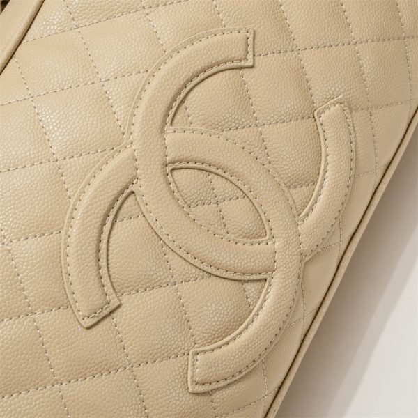 BEIGE QUILTED CAVIAR BOWLER SMALL