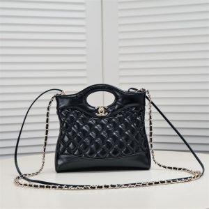 Chanel Black Shiny Quilted Calfskin “Chanel 31” Large