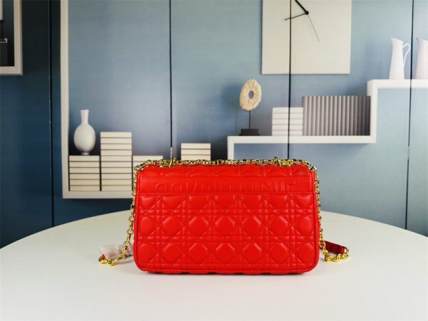 Dior Women Small Dior Caro Bag Supple Cannage Calfskin-Red