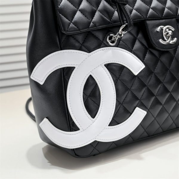 CHANEL Black Lambskin Leather Cambon Handbag