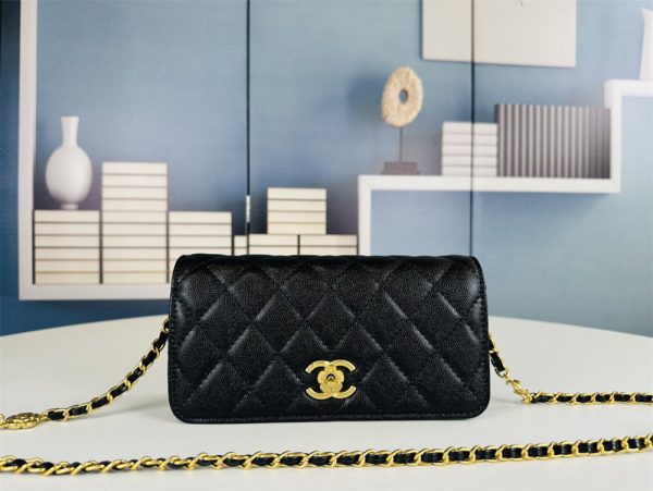 CHANEL Matelasse Classic Flap Bag Lambskin Black Mini