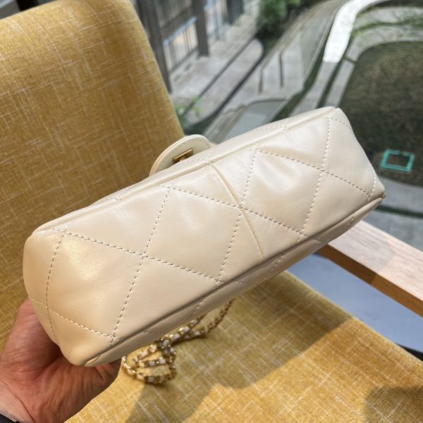 Chanel Mini Flap Bag Calfskin & Gold-Tone Metal White