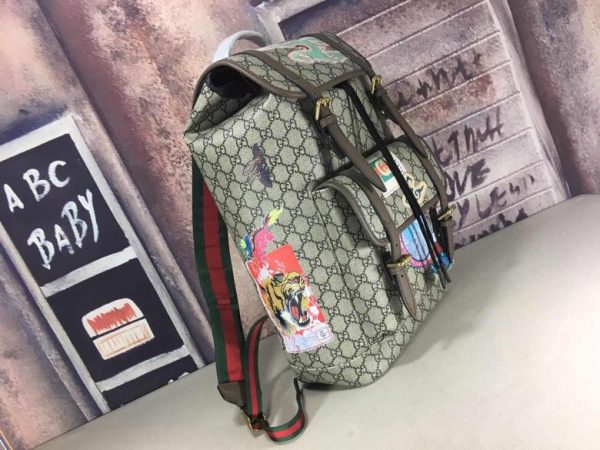 Gucci Brown GG Supreme Courrier Backpack Multiple colors Beige