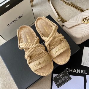 CHANEL Cord Quilted Sandals