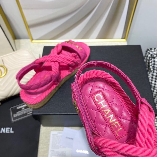 CHANEL Cord  Quilted Sandals