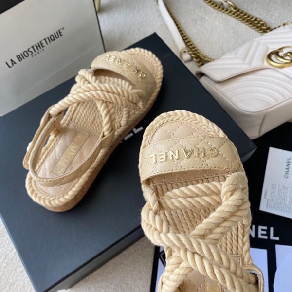 CHANEL Cord Quilted Sandals