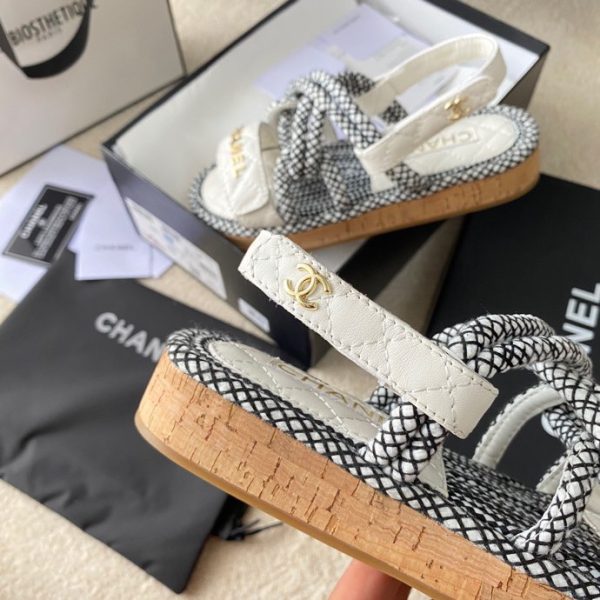 CHANEL Cord  Quilted Sandals