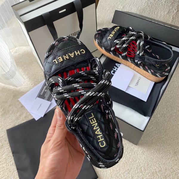 CHANEL Cord Quilted Sandals