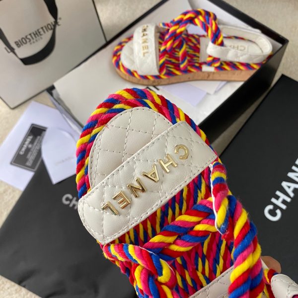 CHANEL Cord Quilted Sandals