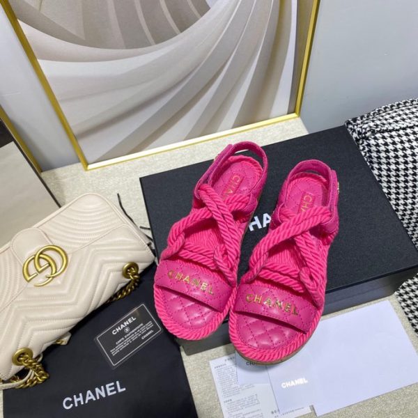 CHANEL Cord  Quilted Sandals