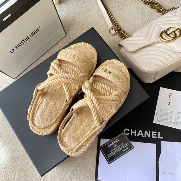 CHANEL Cord Quilted Sandals