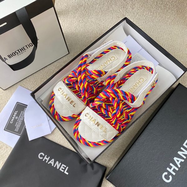 CHANEL Cord Quilted Sandals