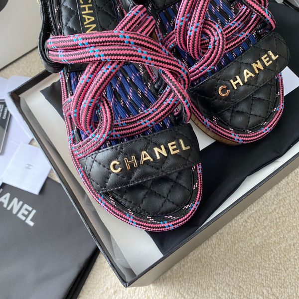 CHANEL Cord  Quilted Sandals