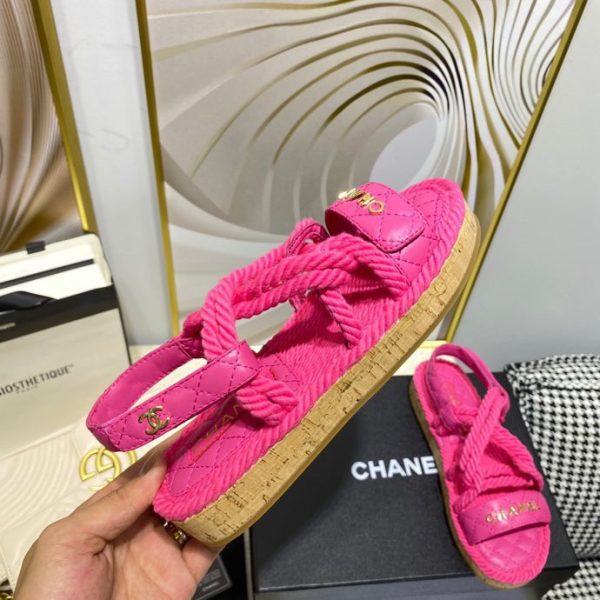 CHANEL Cord  Quilted Sandals