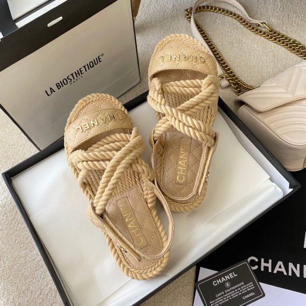 CHANEL Cord Quilted Sandals