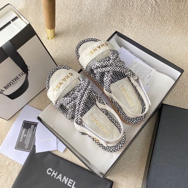 CHANEL Cord  Quilted Sandals