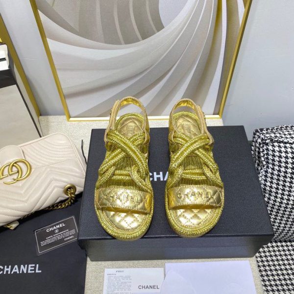 CHANEL Cord Quilted Sandals