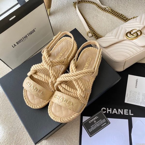 CHANEL Cord Quilted Sandals